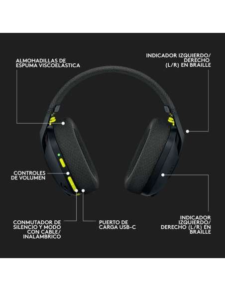 Logitech G435 LIGHTSPEED Auriculares Gaming Inalámbricos Negros