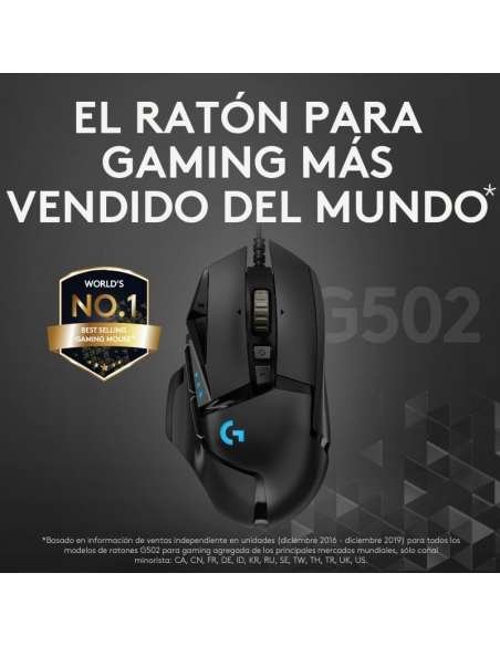 RATON LOGITECH G502 HERO OPTICO USB GAMING 25600DPI