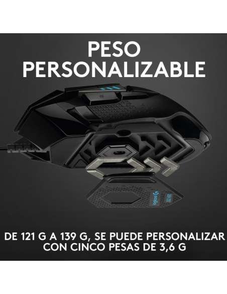 RATON LOGITECH G502 HERO OPTICO USB GAMING 25600DPI
